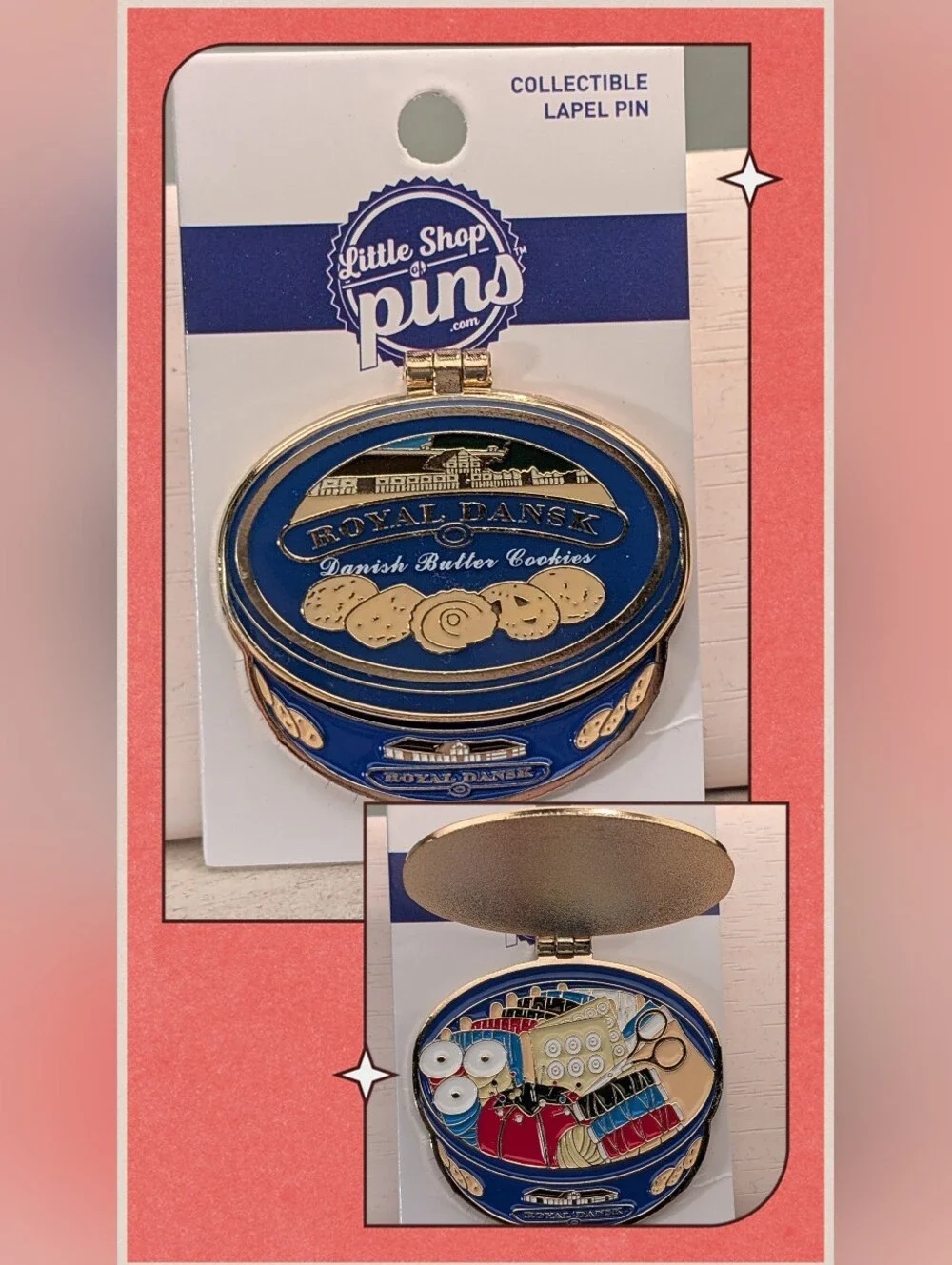 Pin- Grandma's Sewing Kit Royal Dansk Blue Enamel by Little Shop Of Pins